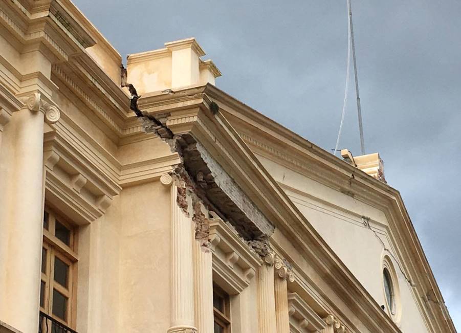 Building damaged by an earthquake in Mexico