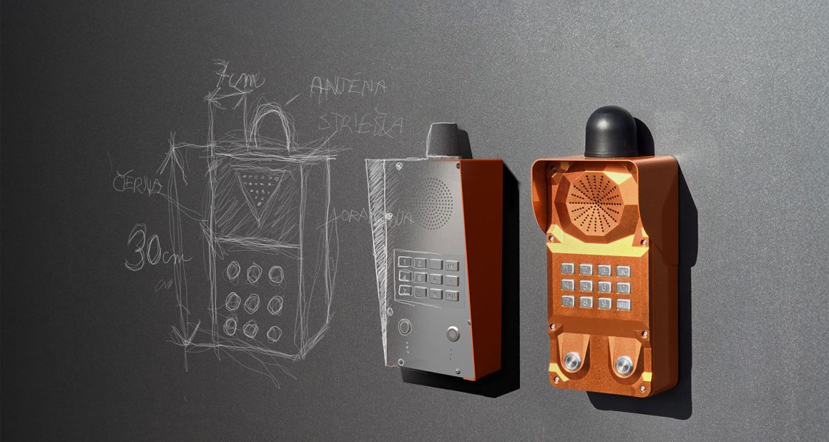 ORCANA industrial intercom by Telegrafia showcasing modern design and durable construction