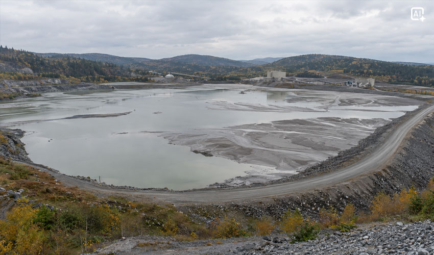 Tailings Dam Safety and Early Warning System Tailings dam at a mining facility where an early warning system is essential for safety